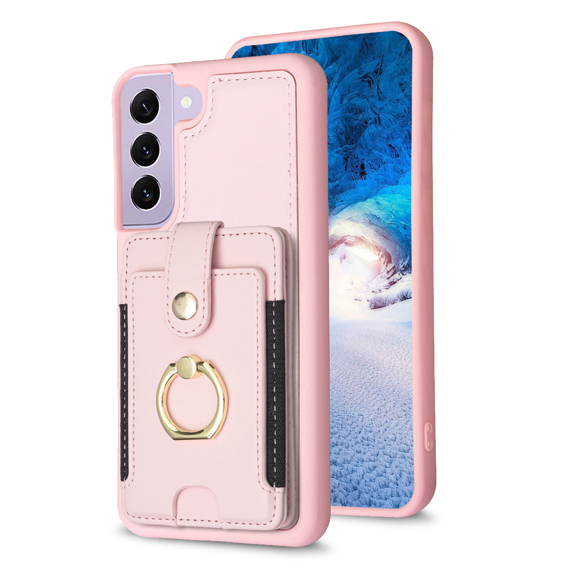 BF27 For Samsung Galaxy S21 FE 5G Ring Kickstand Case PU Leather TPU Back Cover with Card Holder BF27 For Samsung Galaxy S21 FE 5G Ring Kickstand Case PU Leather TPU Back Cover with Card Holder